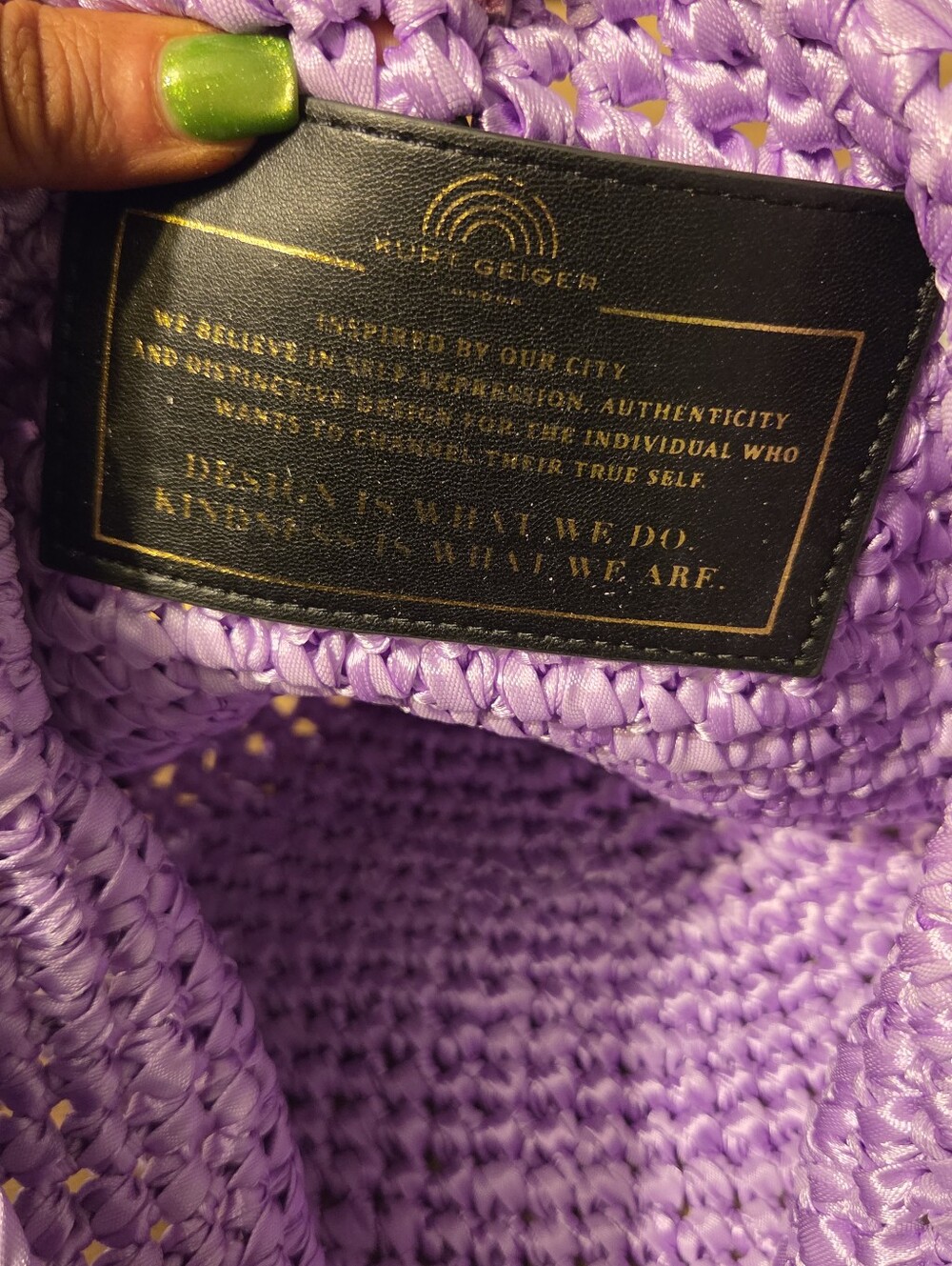 Kurt Geiger NWT Purple Raffia Shoulder Bag With Tie Closure & Dustbag - Picture 9 of 9